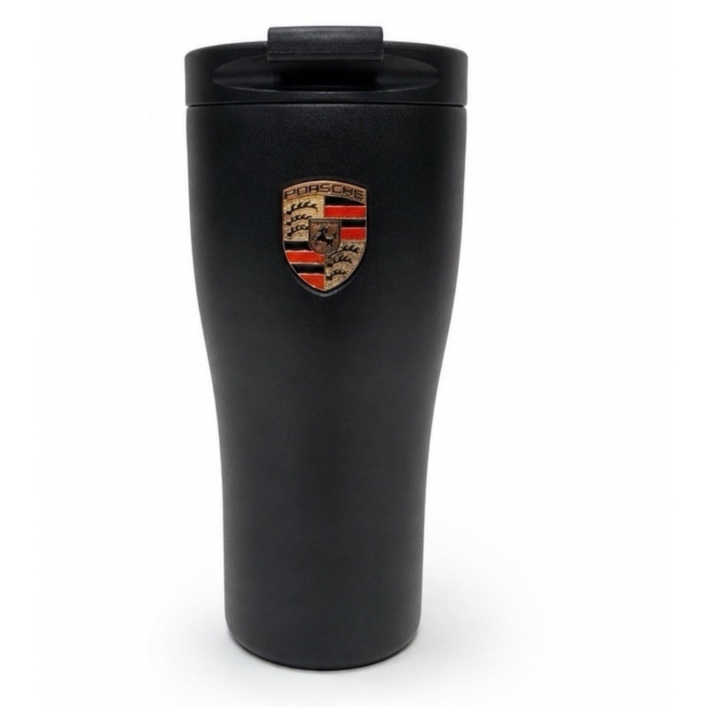Porsche Thermo Mug 15.6 oz 460ml Black Travel Tumbler Cup OEM WAP0506250RTHB